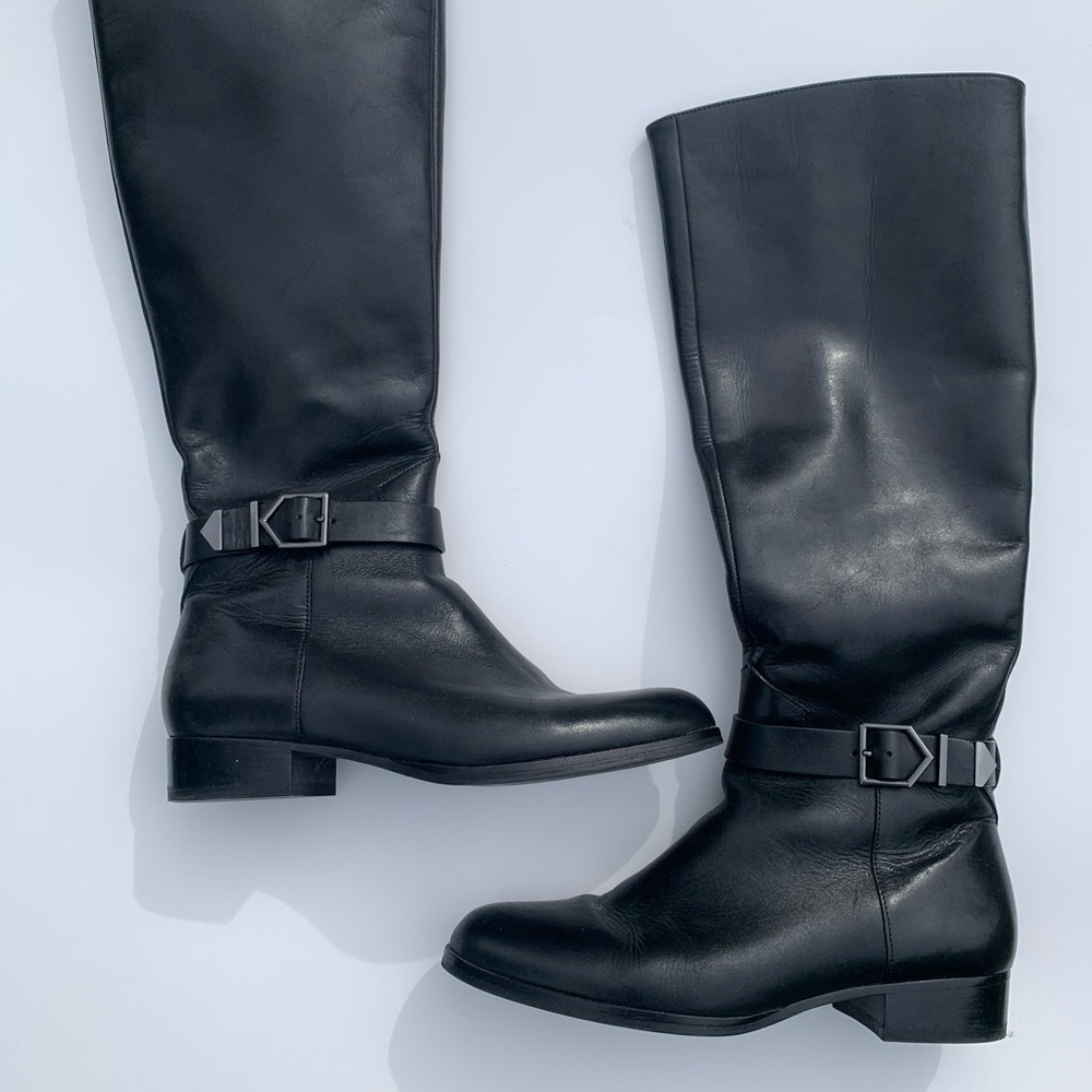 Faux Leather Knee High Boots